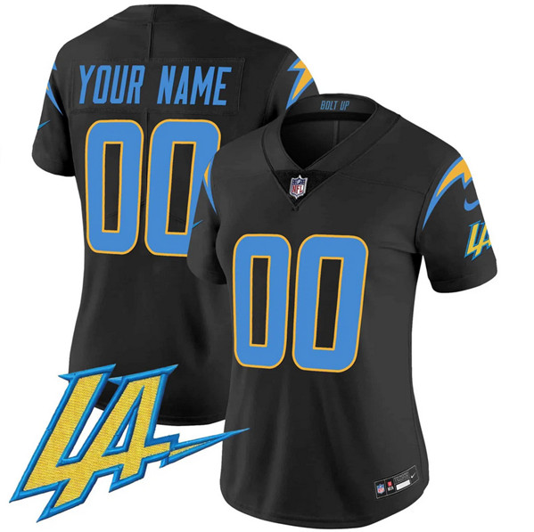 Women's Los Angeles Chargers ACTIVE PLAYER Custom Black 2024 F.U.S.E. V2 Limited Stitched Football Jersey(Run Small)